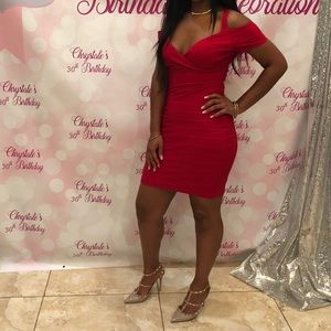 Red Cold Shoulder Dress Guess